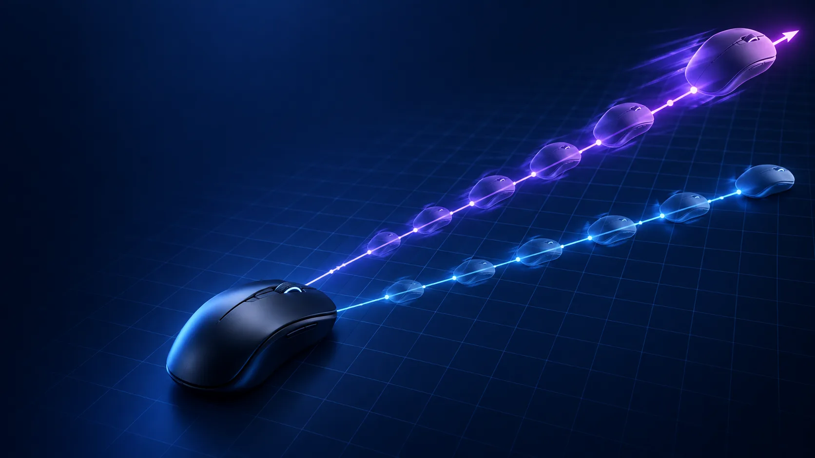 Mouse acceleration curve comparing slow and fast movement over equal distances