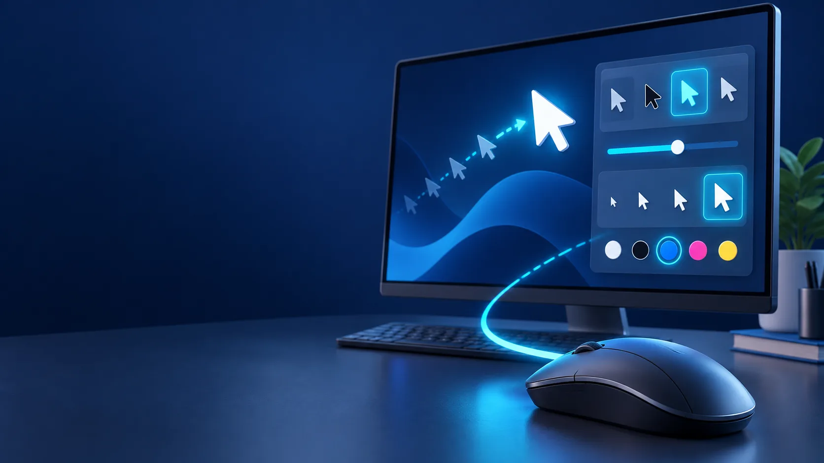 Windows mouse settings panel with pointer speed and precision controls